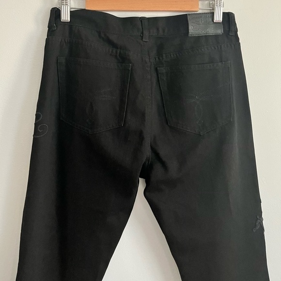 Lauren Ralph Lauren Black Embroidery Embellished High Rise Straight Leg Jeans - Picture 8 of 11